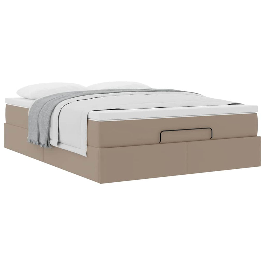 Ottoman bed met matras 140x190cm kunstleer cappuccinokleurig