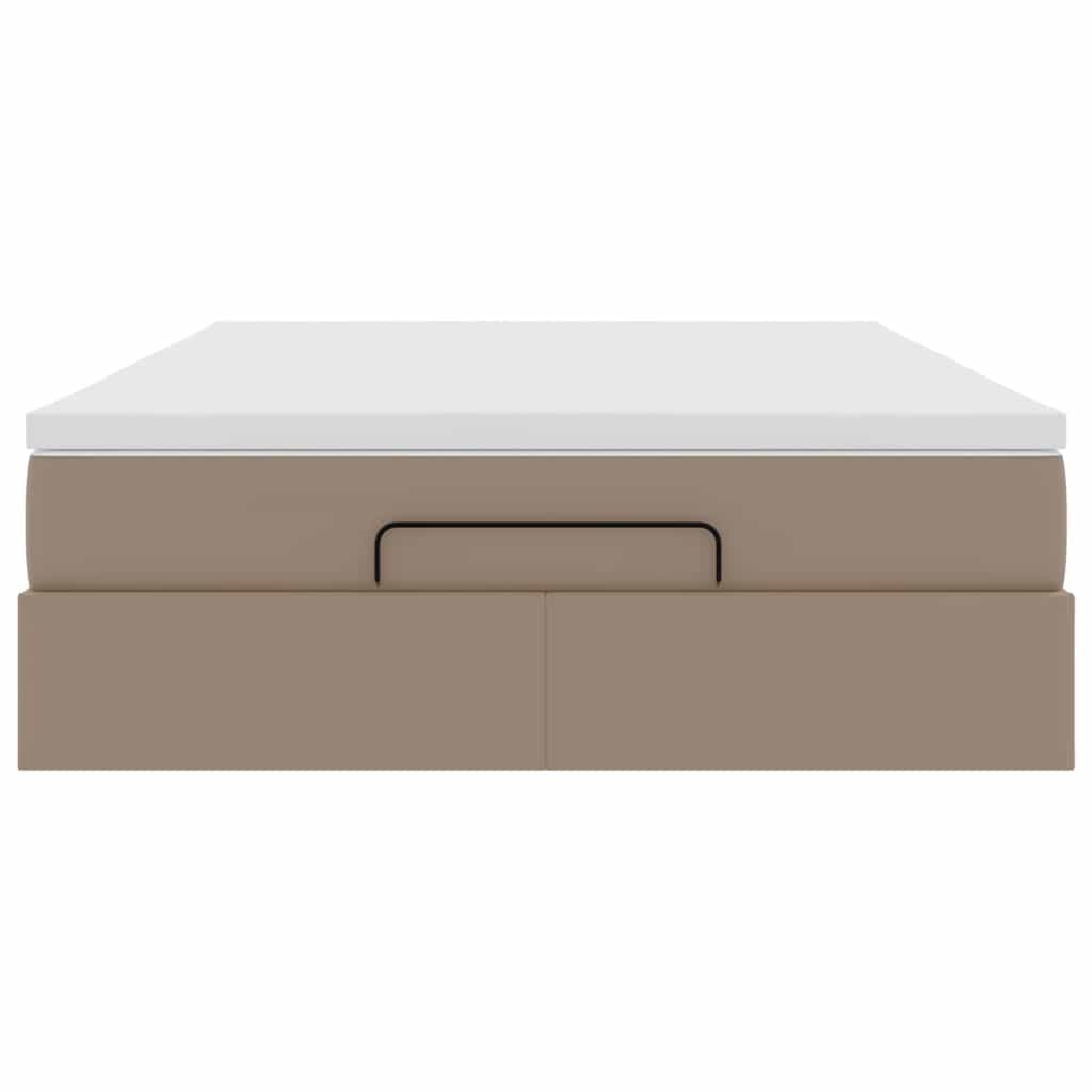 Ottoman bed met matras 140x190cm kunstleer cappuccinokleurig