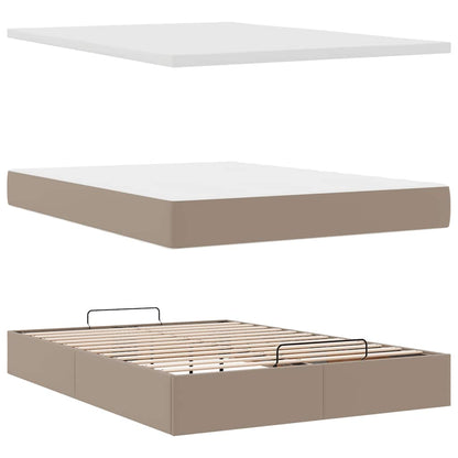 Ottoman bed met matras 140x190cm kunstleer cappuccinokleurig