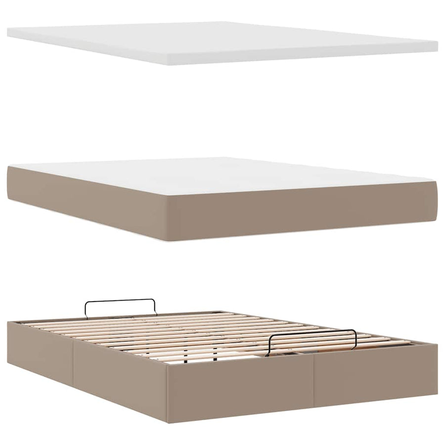Ottoman bed met matras 140x190cm kunstleer cappuccinokleurig