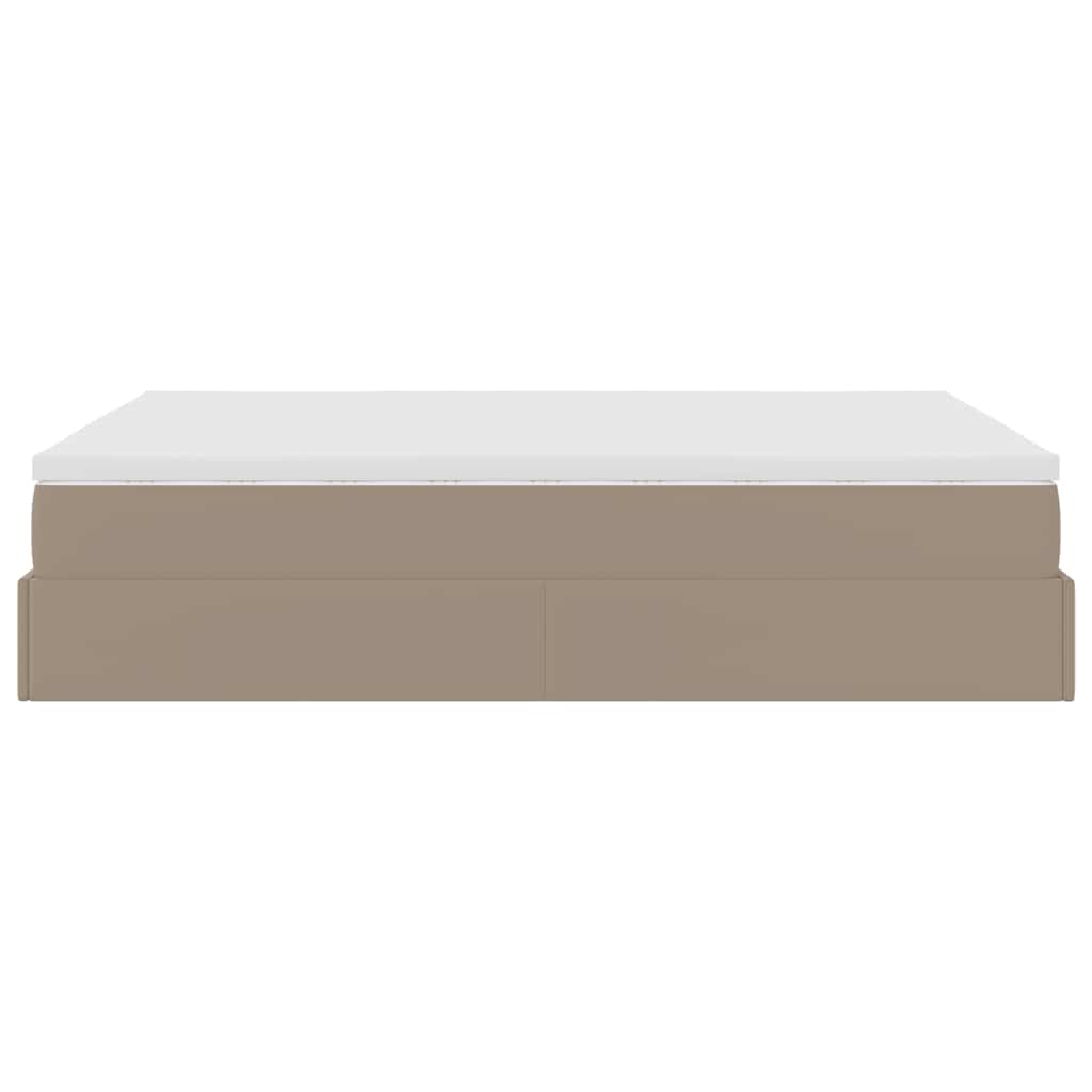 Ottoman bed met matras 140x190cm kunstleer cappuccinokleurig
