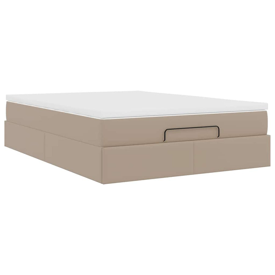 Ottoman bed met matras 140x190cm kunstleer cappuccinokleurig