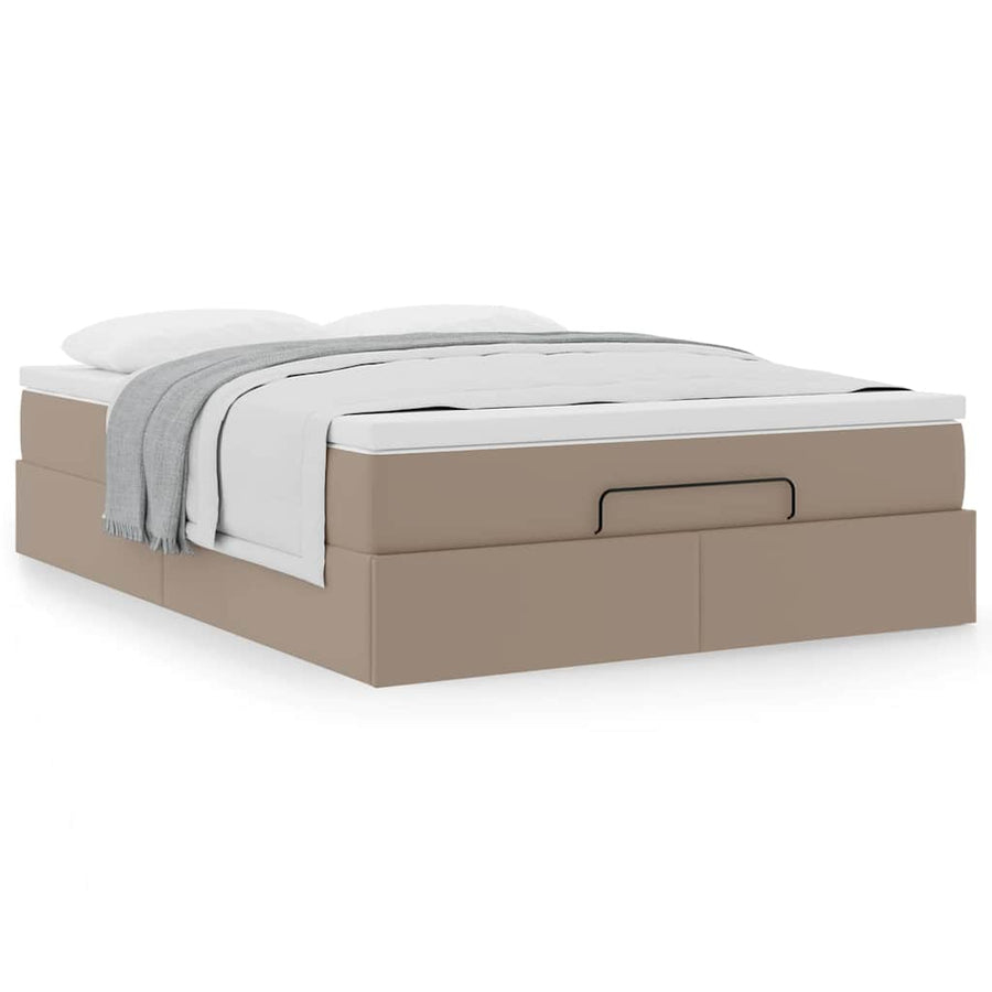 Ottoman bed met matras 140x190cm kunstleer cappuccinokleurig