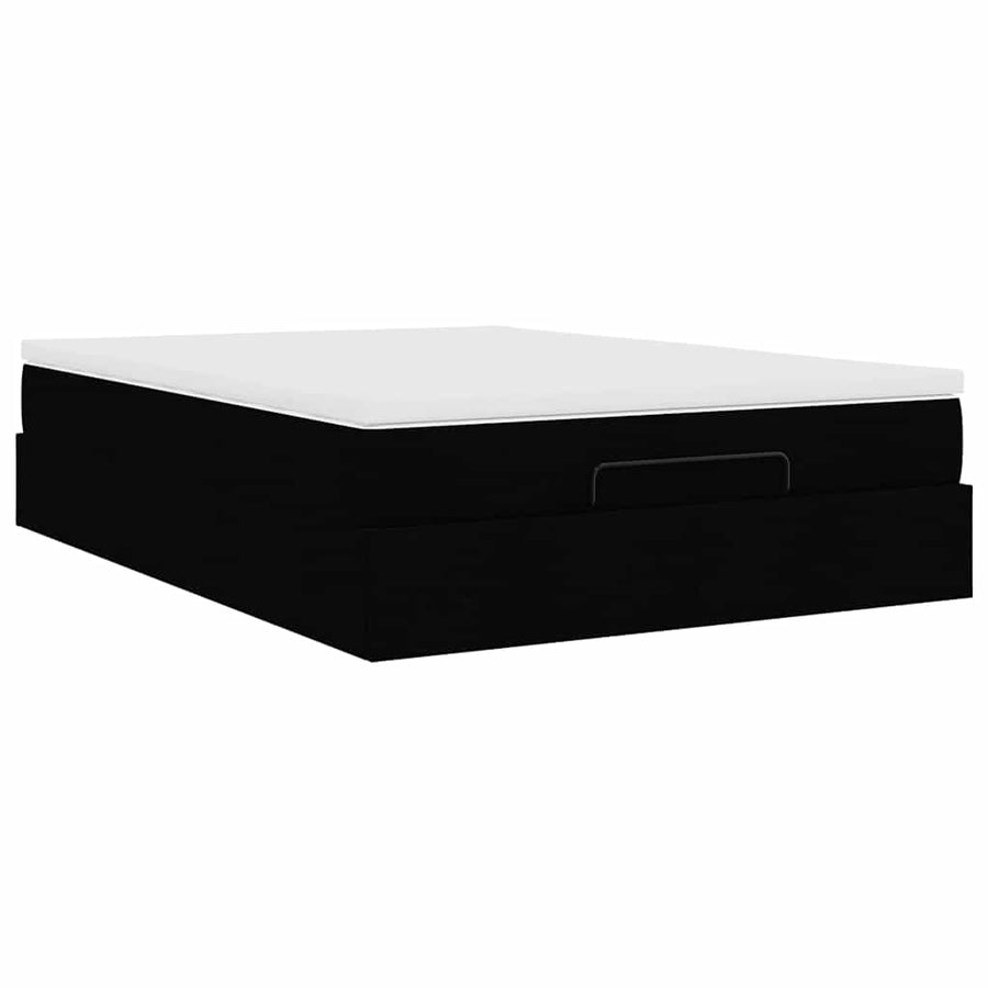 Ottoman bed met matras 140x200cm kunstleer zwart
