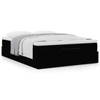 Ottoman bed with mattress 140x200cm faux leather black