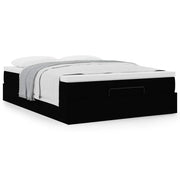 Ottoman bed with mattress 140x200cm faux leather black