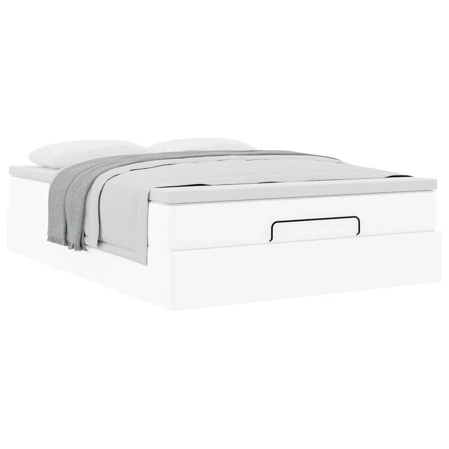 Ottoman bed met matras 140x200cm kunstleer wit