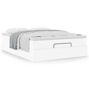 Ottoman bed with mattress 140x200cm faux leather white