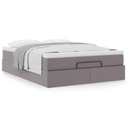 Ottoman bed with mattress 140x200cm faux leather grey