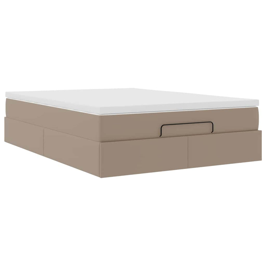 Ottoman bed met matras 140x200cm kunstleer cappuccinokleurig