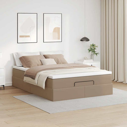 Ottoman bed met matras 140x200cm kunstleer cappuccinokleurig