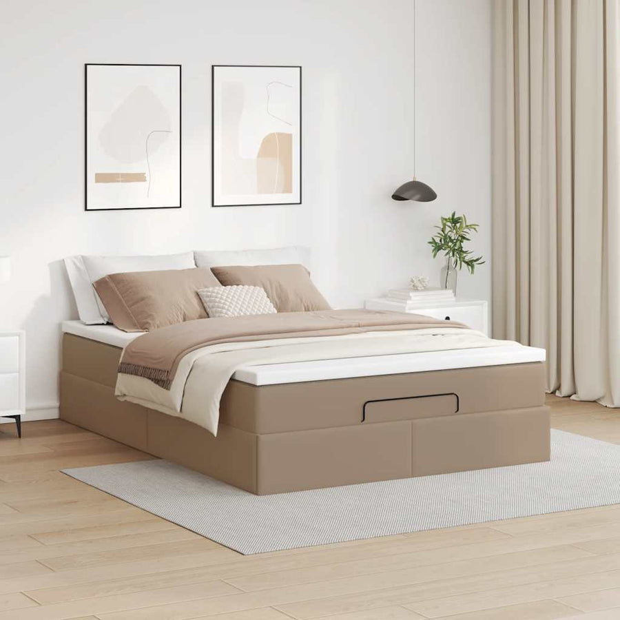 Ottoman bed met matras 140x200cm kunstleer cappuccinokleurig