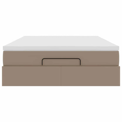 Ottoman bed met matras 140x200cm kunstleer cappuccinokleurig