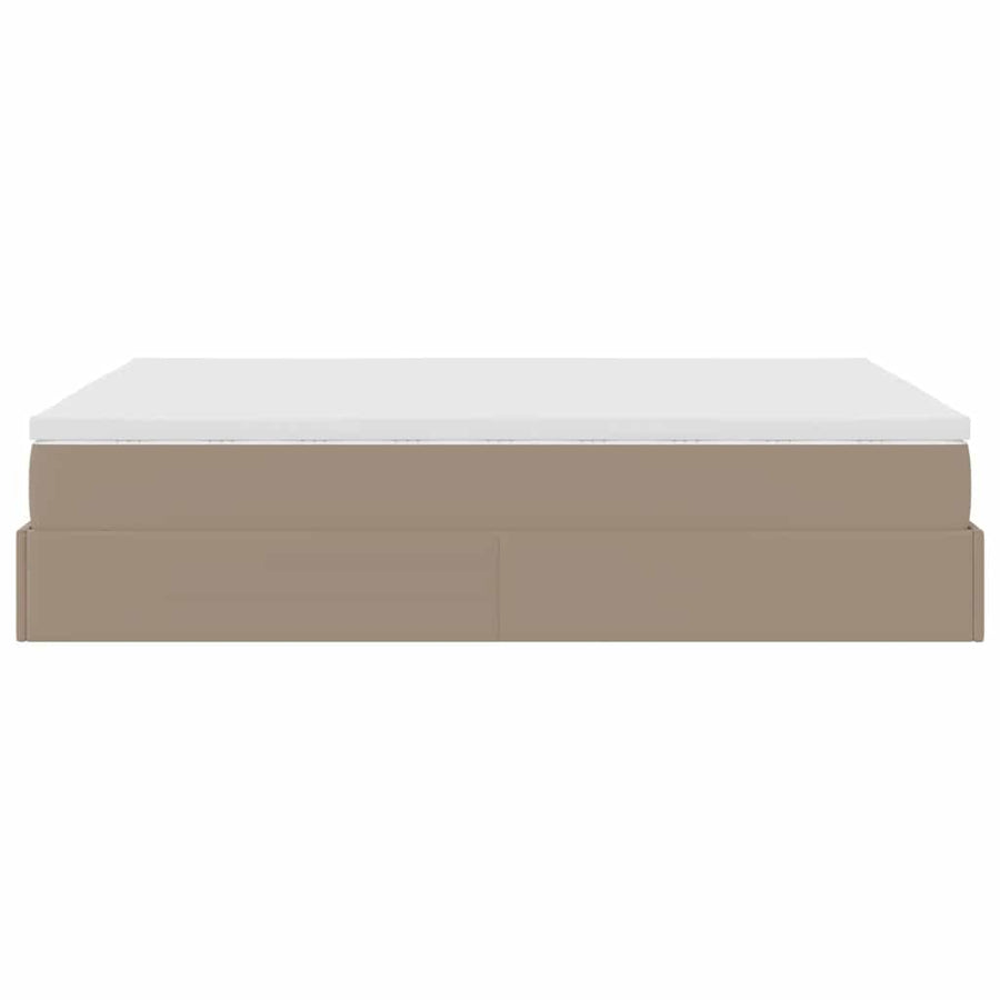 Ottoman bed met matras 140x200cm kunstleer cappuccinokleurig