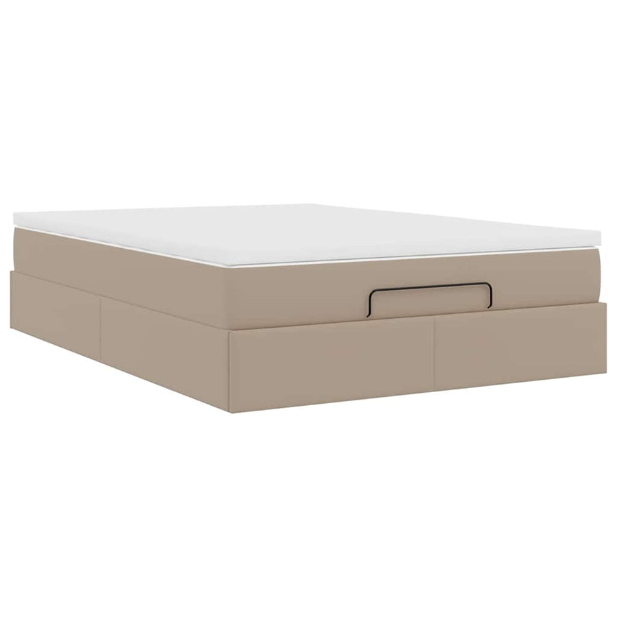 Ottoman bed met matras 140x200cm kunstleer cappuccinokleurig