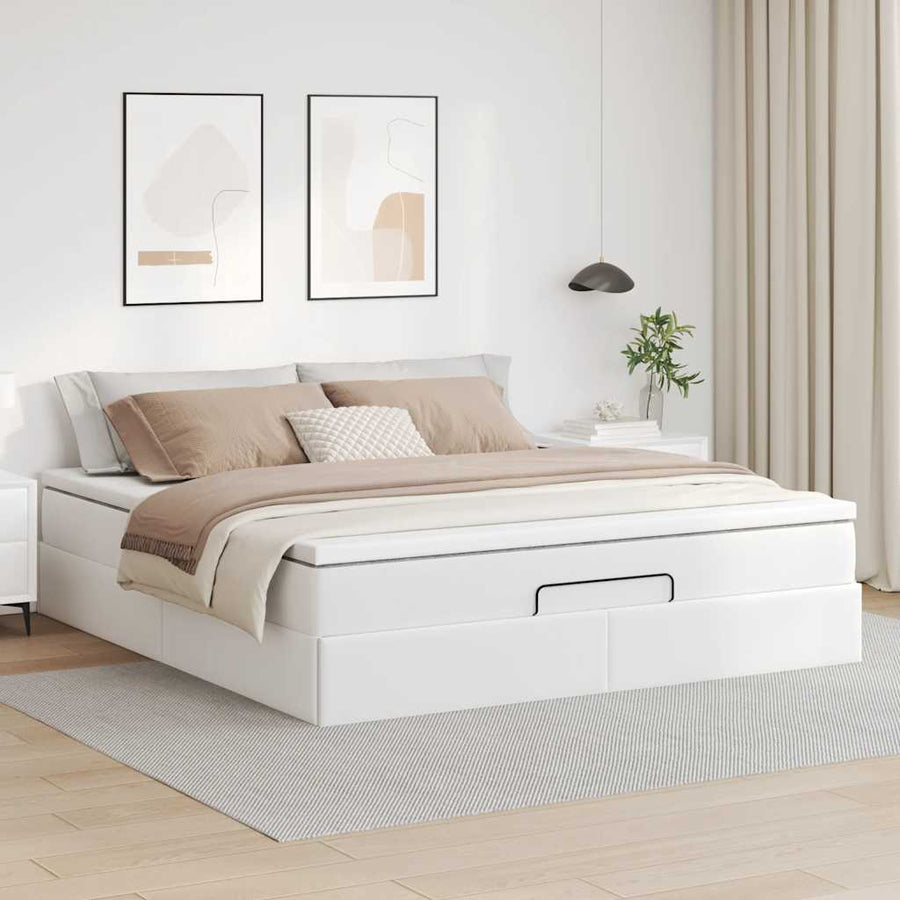 Ottoman bed met matras 160x200cm kunstleer wit