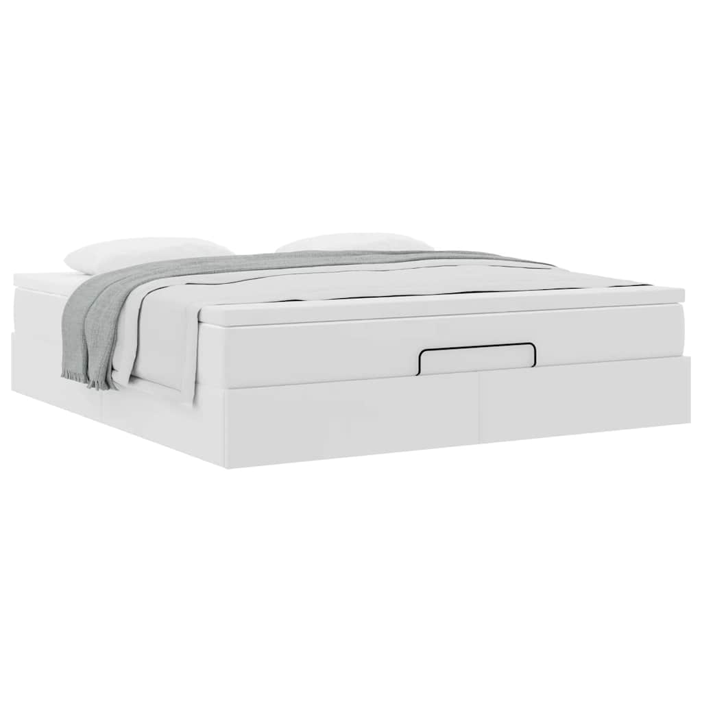 Ottoman bed met matras 160x200cm kunstleer wit