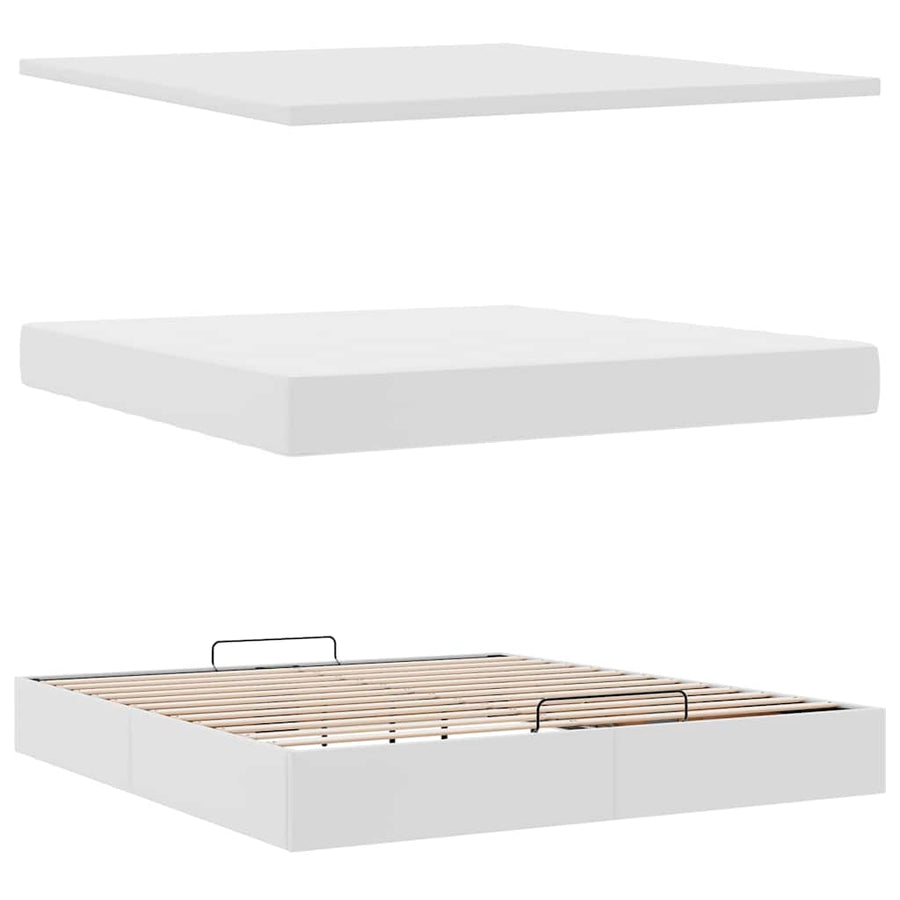 Ottoman bed met matras 160x200cm kunstleer wit