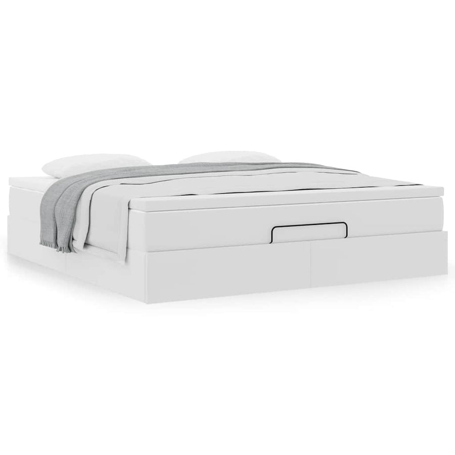 Ottoman bed met matras 160x200cm kunstleer wit