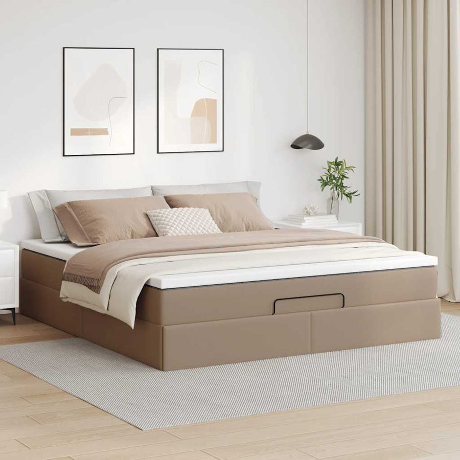 Ottoman bed met matras 160x200cm kunstleer cappuccinokleurig