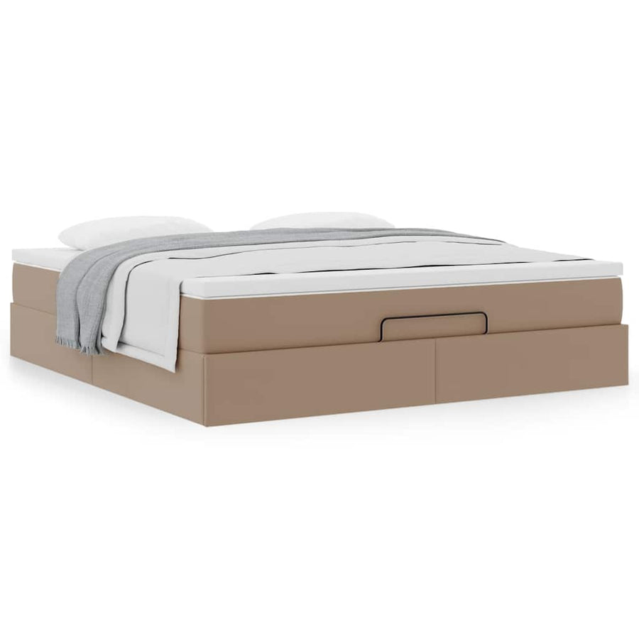 Ottoman bed met matras 160x200cm kunstleer cappuccinokleurig