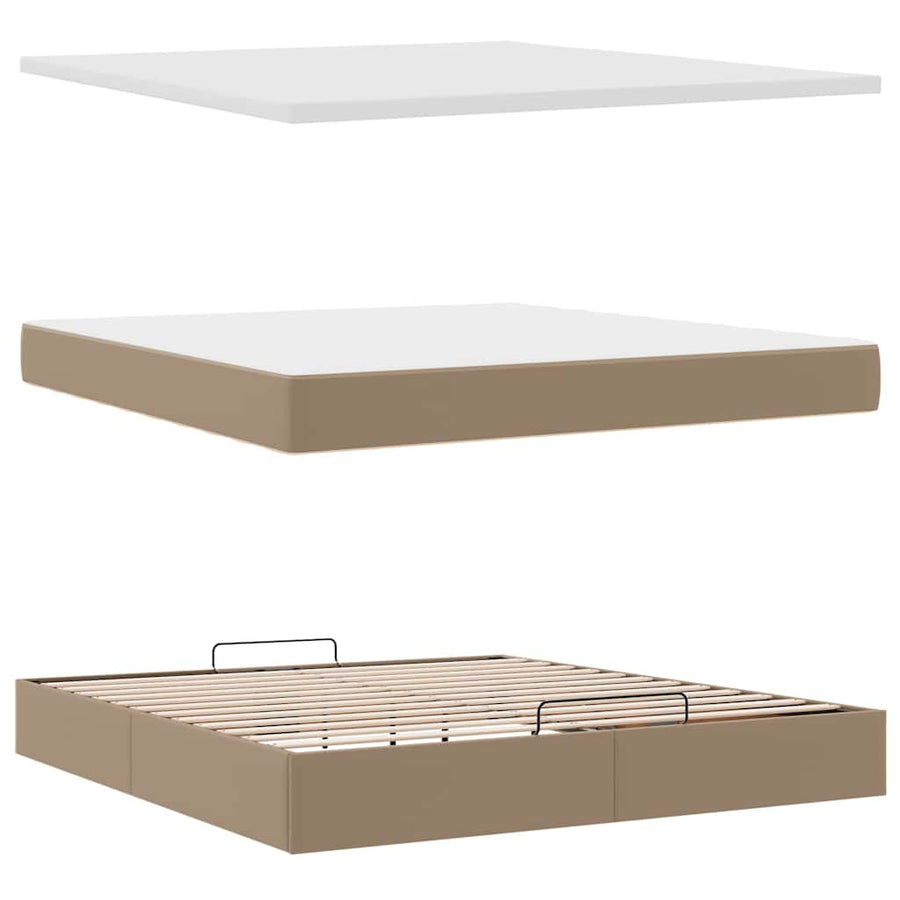 Ottoman bed met matras 160x200cm kunstleer cappuccinokleurig