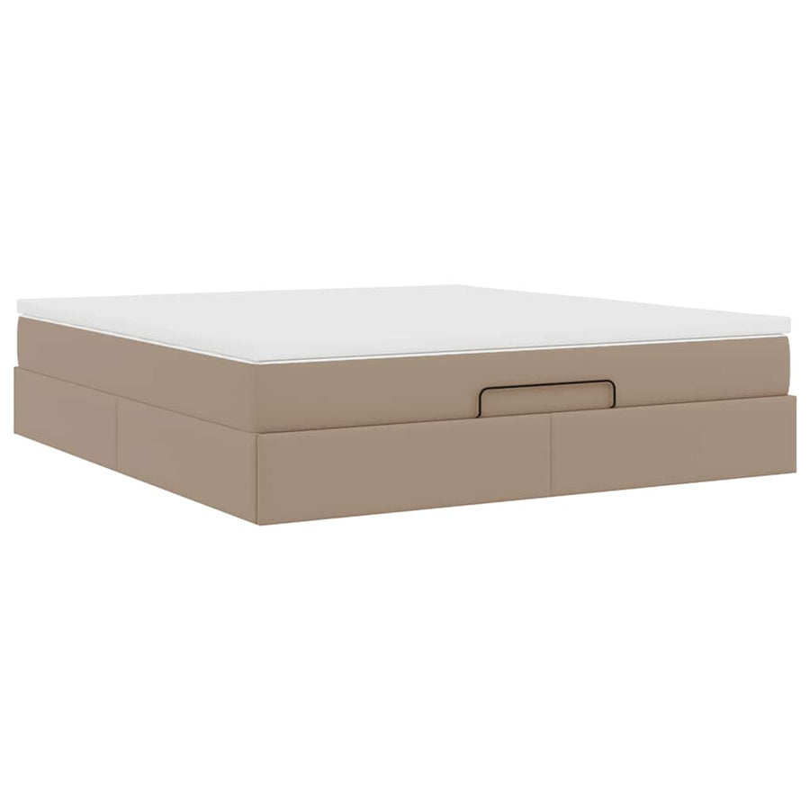 Ottoman bed met matras 160x200cm kunstleer cappuccinokleurig