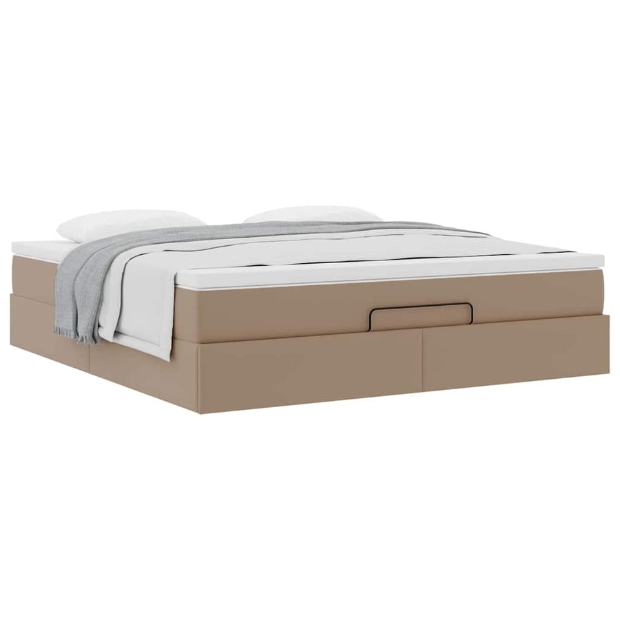 Ottoman bed met matras 160x200cm kunstleer cappuccinokleurig