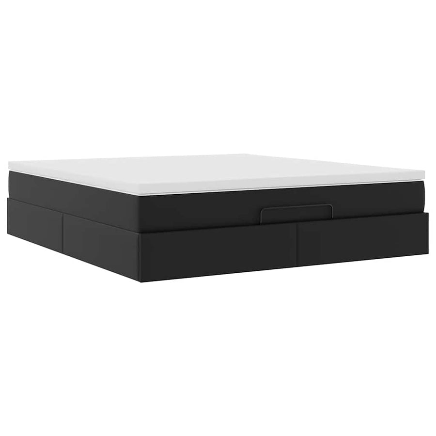 Ottoman bed met matras 180x200cm kunstleer zwart