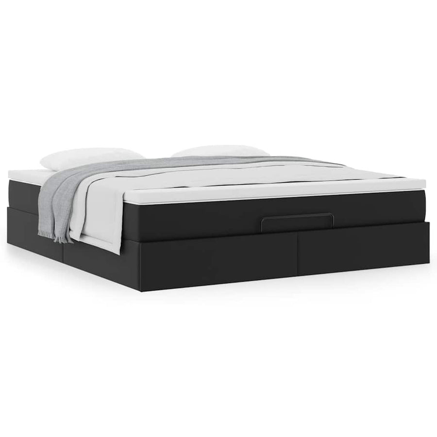 Ottoman bed met matras 180x200cm kunstleer zwart
