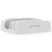 Ottoman bed with mattress 180x200cm faux leather white