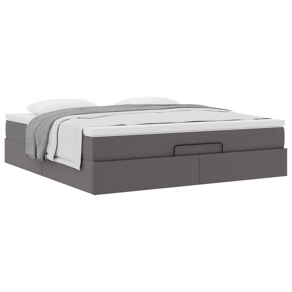 Ottoman bed met matras 180x200cm kunstleer grijs