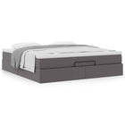 Ottoman bed with mattress 180x200cm faux leather grey