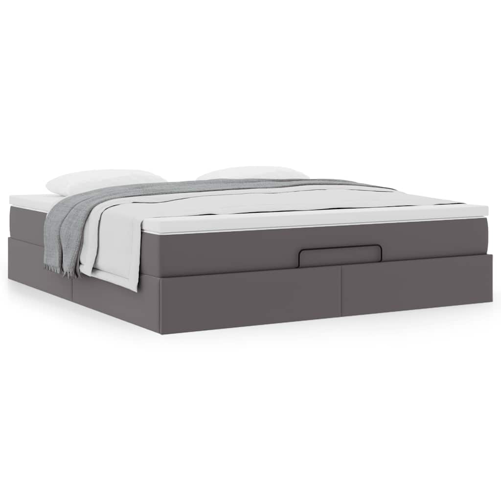 Ottoman bed met matras 180x200cm kunstleer grijs