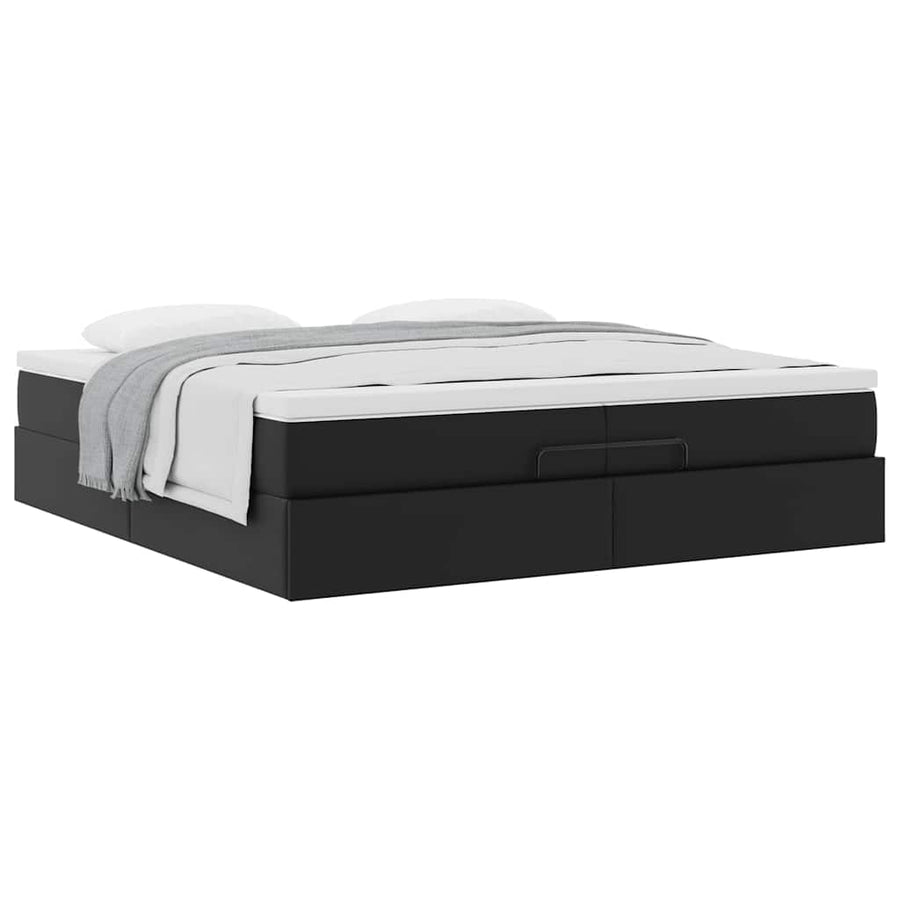 Ottoman bed met matrassen 200x200cm kunstleer zwart