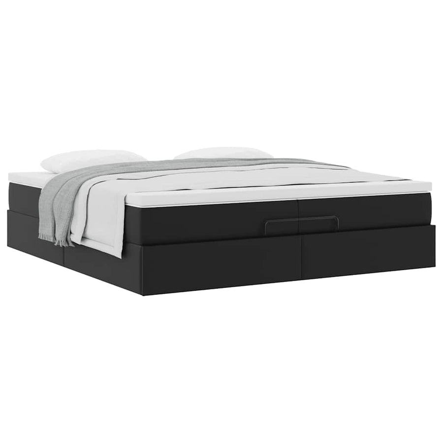 Ottoman bed met matrassen 200x200cm kunstleer zwart