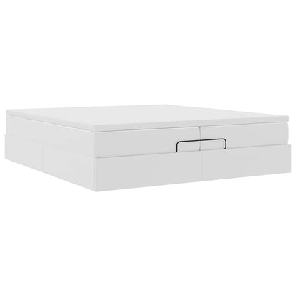 Ottoman bed met matrassen 200x200cm kunstleer wit