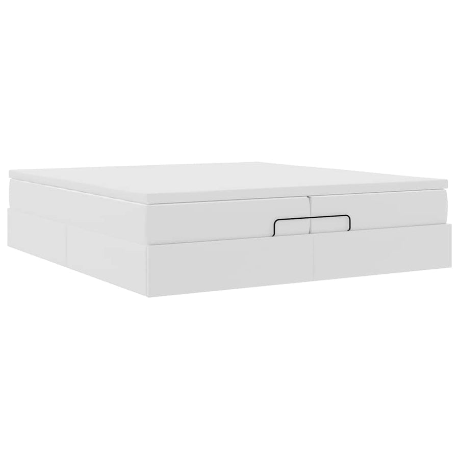 Ottoman bed met matrassen 200x200cm kunstleer wit