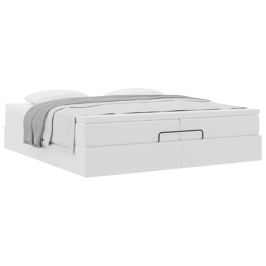 Ottoman bed met matrassen 200x200cm kunstleer wit