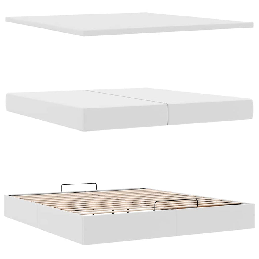 Ottoman bed met matrassen 200x200cm kunstleer wit