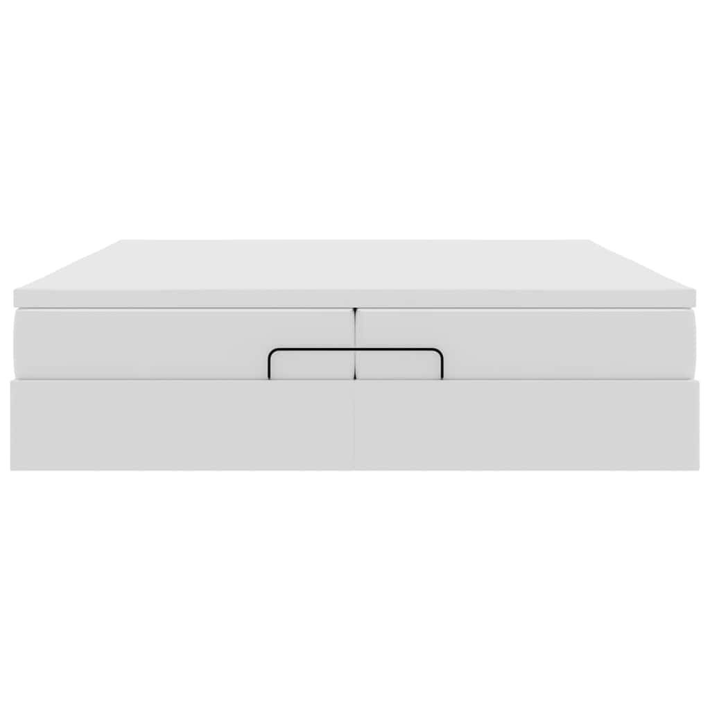 Ottoman bed met matrassen 200x200cm kunstleer wit