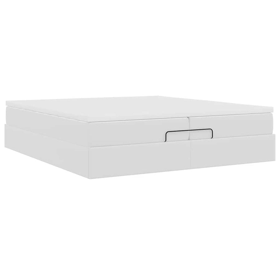Ottoman bed met matrassen 200x200cm kunstleer wit