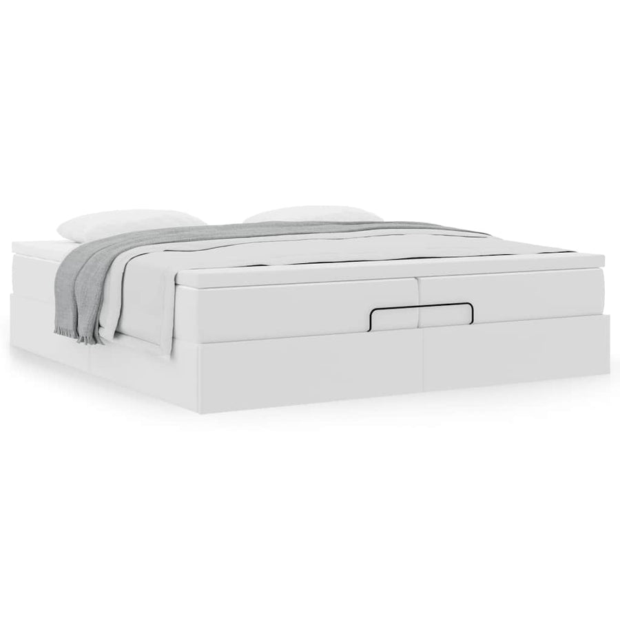 Ottoman bed met matrassen 200x200cm kunstleer wit