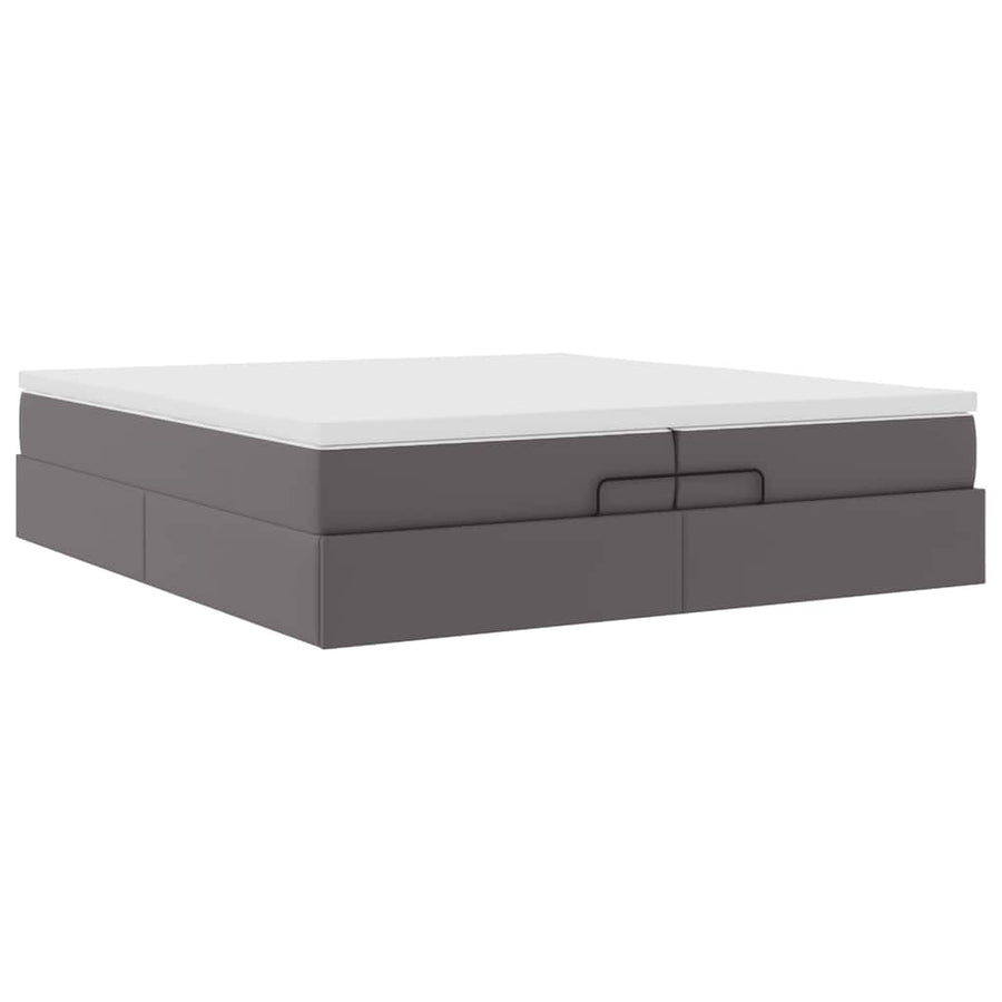 Ottoman bed met matrassen 200x200cm kunstleer grijs