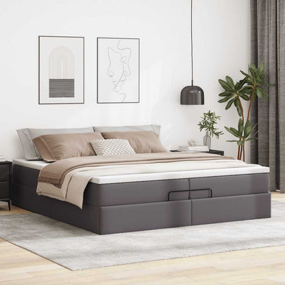 Ottoman bed met matrassen 200x200cm kunstleer grijs