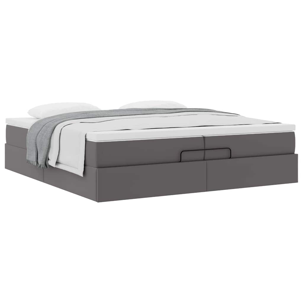 Ottoman bed met matrassen 200x200cm kunstleer grijs