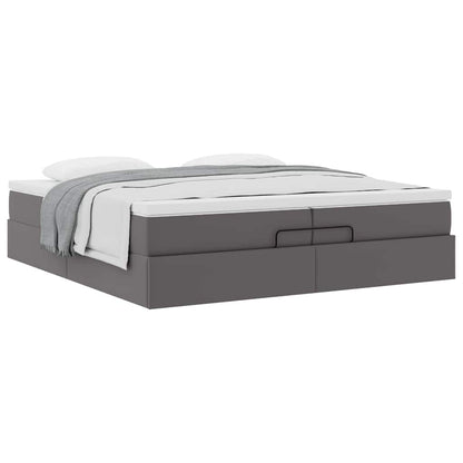Ottoman bed met matrassen 200x200cm kunstleer grijs