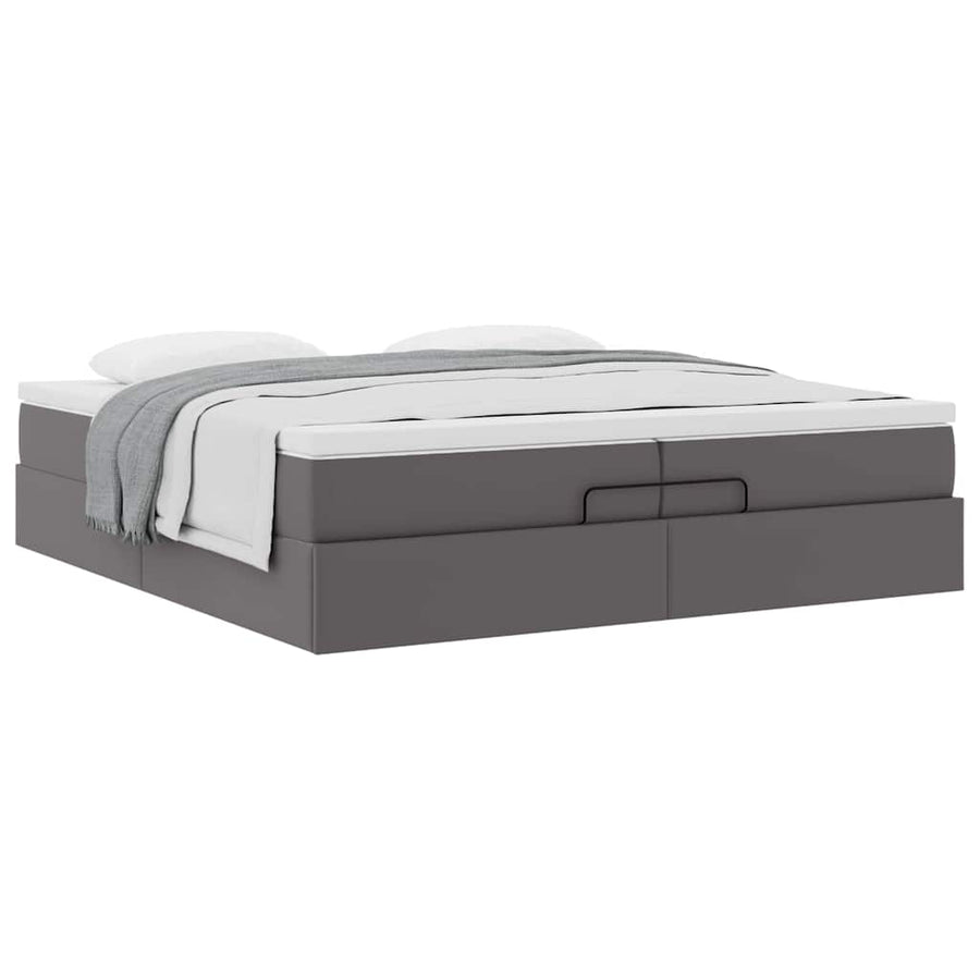Ottoman bed met matrassen 200x200cm kunstleer grijs