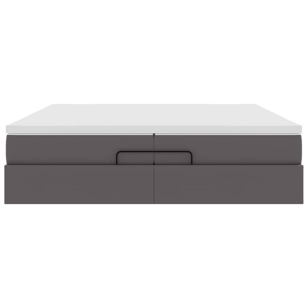 Ottoman bed met matrassen 200x200cm kunstleer grijs