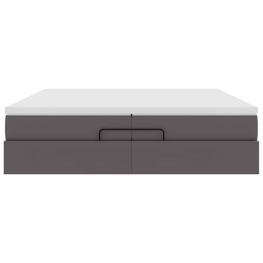 Ottoman bed met matrassen 200x200cm kunstleer grijs